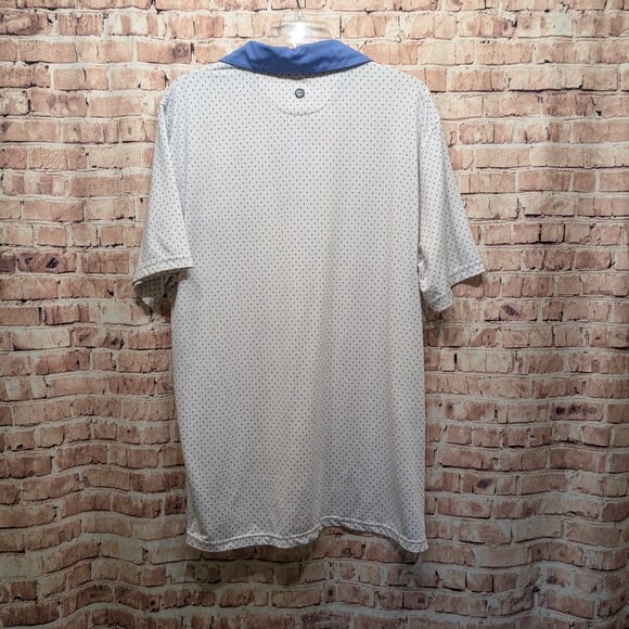 Graham Luxe Golf Polo White/Blue Dots and Collar Performance Size Large - Picture 9 of 13